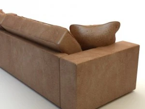 photorealistic long leather sofa 3D Model