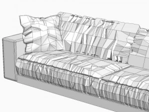 photorealistic long leather sofa 3D Model