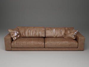 photorealistic long leather sofa 3Dモデル