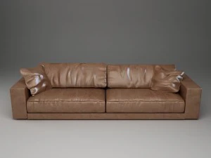 photorealistic long leather sofa 3D Model