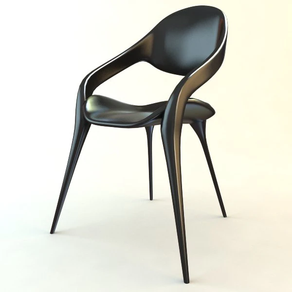 black plastic chair stackable 3D Model .c4d .max .obj .3ds .fbx .stl .blend 