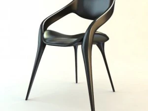 черный пластиковый стул, штабелируемый 3D Модель