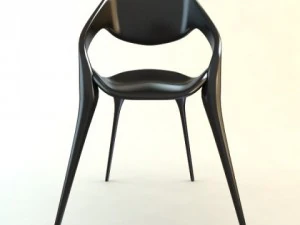 black plastic chair stackable 3D Model