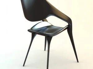 black plastic chair stackable 3D Model