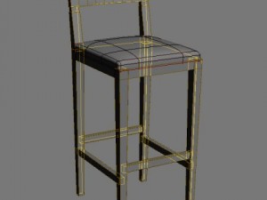 wooden bar stool 3D Model