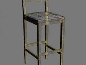 wooden bar stool 3D Model