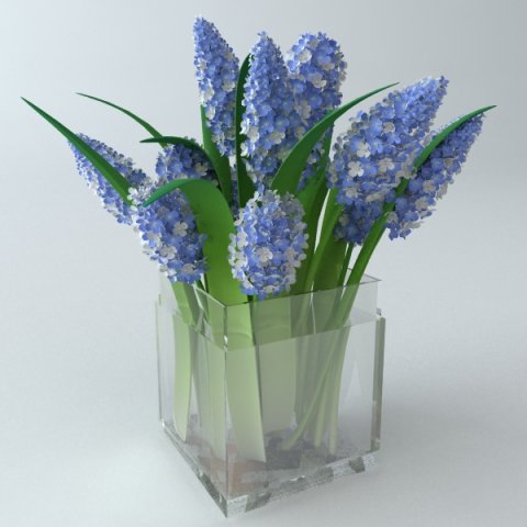 lilac bouquet in glass vase 3D Model .c4d .max .obj .3ds .fbx .stl .blend 