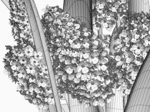 lilac bouquet in glass vase 3D Model