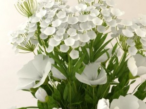 white flower bouquet in vase 3D Model