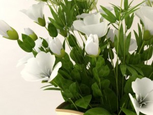 white flower bouquet in vase 3D Model