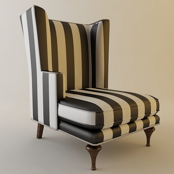 highback zebra chair 3D Model .c4d .max .obj .3ds .fbx .stl .blend 