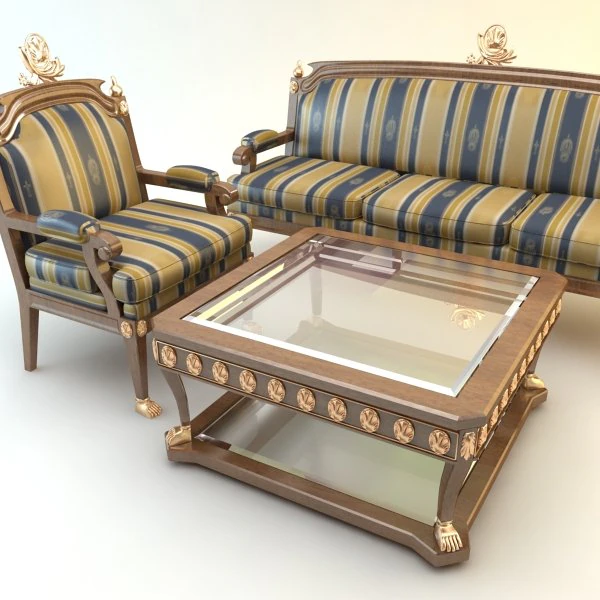 table armchair  divan set 3D Model .c4d .max .obj .3ds .fbx .stl .blend 