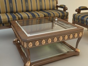 table armchair  divan set Model 3D