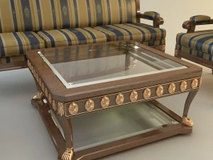 table armchair  divan set 3D Model