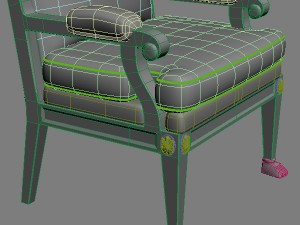 table armchair  divan set Model 3D