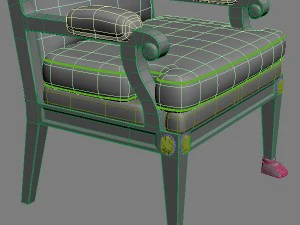 table armchair  divan set 3D Model