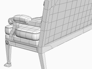 table armchair  divan set Model 3D