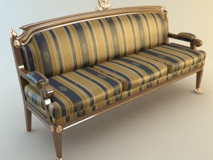 table armchair  divan set Model 3D