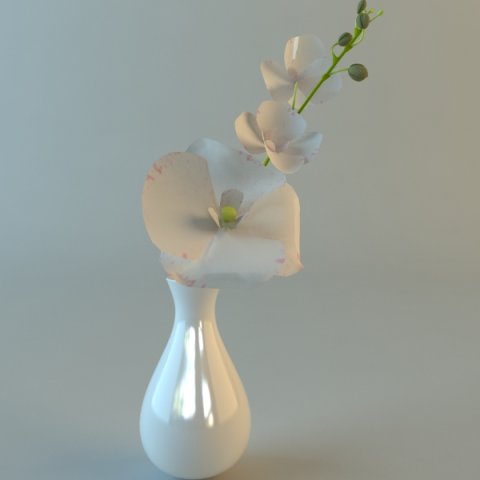 white vase with flowers 3D 模型 .c4d .max .obj .3ds .fbx .stl .blend 