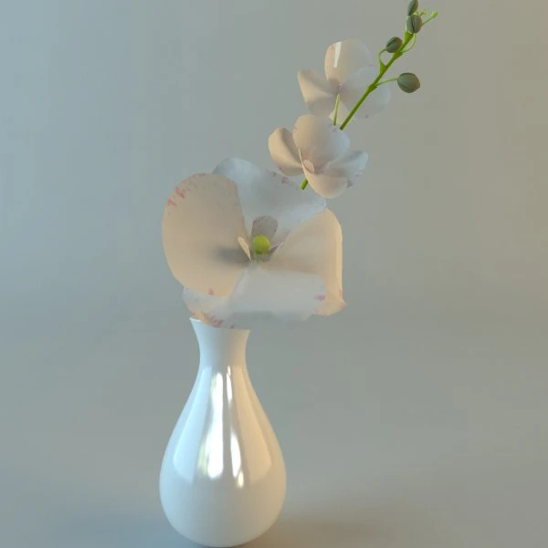white vase with flowers 3D Model .c4d .max .obj .3ds .fbx .stl .blend 