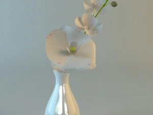 biały wazon z kwiatami Model 3D