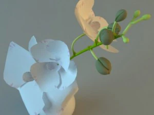 white vase with flowers 3D Model