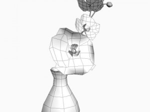 white vase with flowers 3D 模型