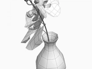 white vase with flowers 3D Model
