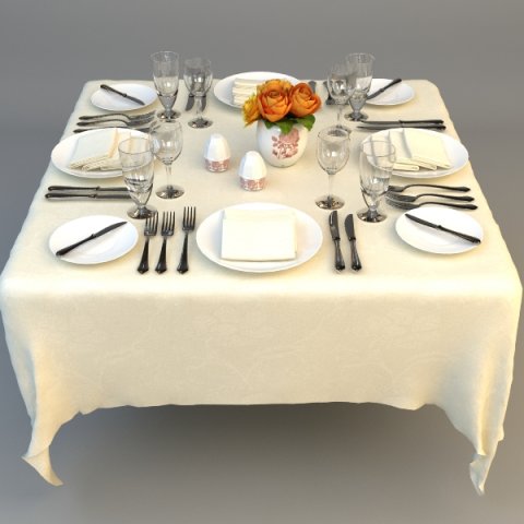 dining table place settings 3D 模型 .c4d .max .obj .3ds .fbx .stl .blend 