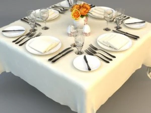 dining table place settings 3D Model