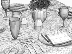 dining table place settings 3D 模型