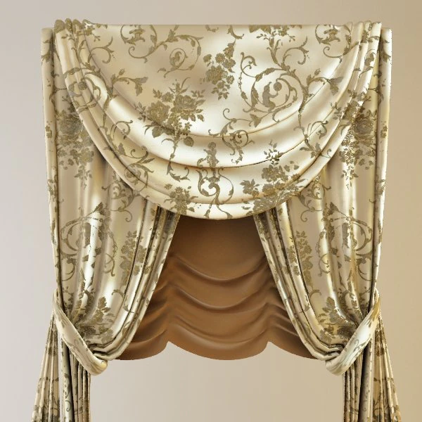 classical curtains jabot 3D Model .c4d .max .obj .3ds .fbx .stl .blend