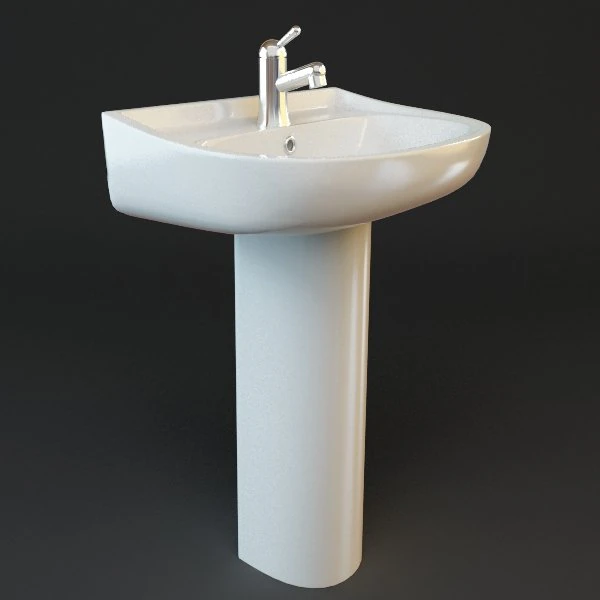 bathroom pedestal sink 3D Model .c4d .max .obj .3ds .fbx .stl .blend