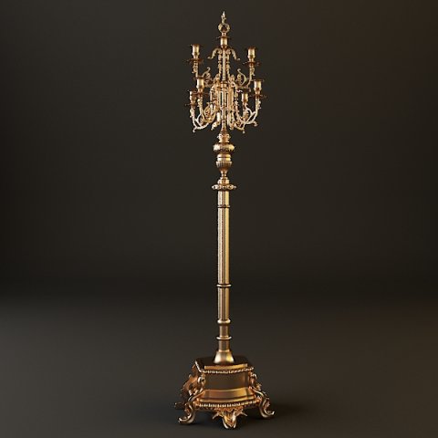 ornate antique brass candelabrum 3D Model .c4d .max .obj .3ds .fbx .stl .blend 