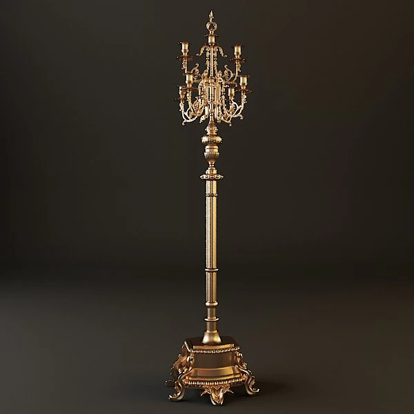 ornate antique brass candelabrum 3D Model .c4d .max .obj .3ds .fbx .stl .blend 