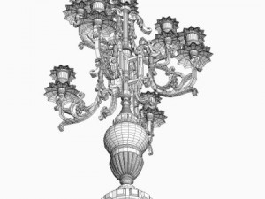 ornate antique brass candelabrum 3D Model