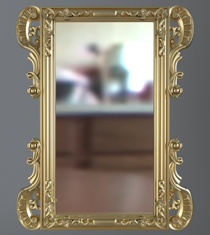 gold rectangular wall mirror Modello 3D .c4d .max .obj .3ds .fbx .stl .blend 
