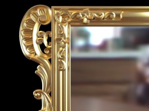 gold rectangular wall mirror Modello 3D