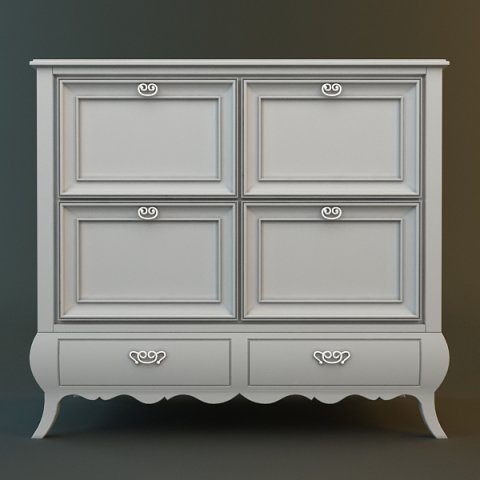 antique white dresser 3D Model .c4d .max .obj .3ds .fbx .stl .blend 