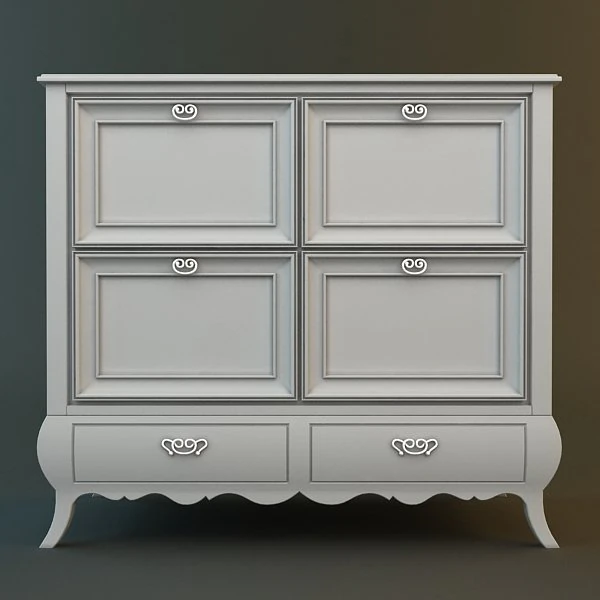 antique white dresser 3D Model .c4d .max .obj .3ds .fbx .stl .blend 