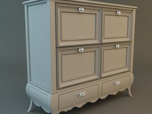 antique white dresser 3D Model