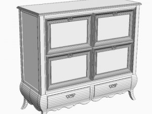 antique white dresser 3D Model