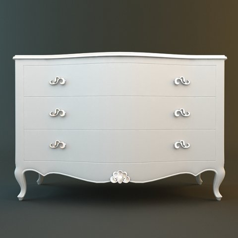 white dresser 3D 모델 .c4d .max .obj .3ds .fbx .stl .blend 