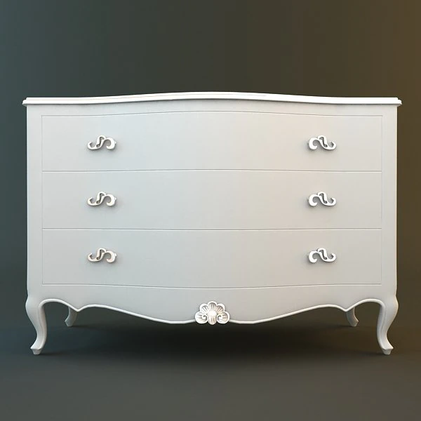 white dresser 3D Model .c4d .max .obj .3ds .fbx .stl .blend 