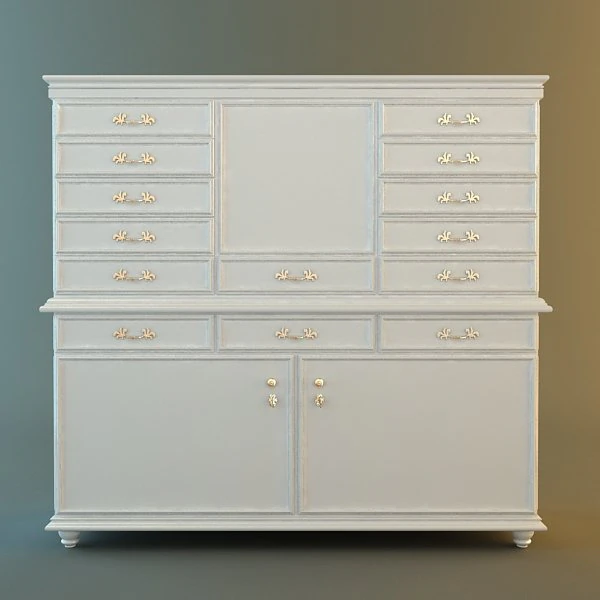 antique white drawer storage cabinet 3D Model .c4d .max .obj .3ds .fbx .stl .blend 