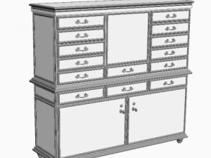 antique white drawer storage cabinet 3D Model