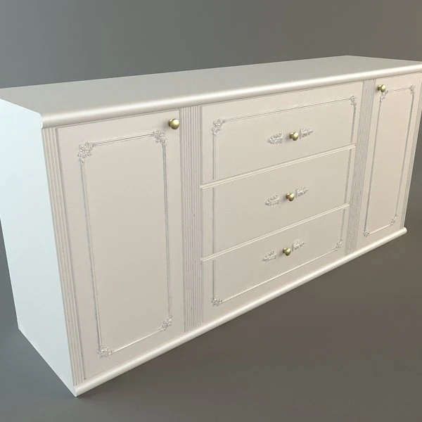 white credenza cabinet 3D Model .c4d .max .obj .3ds .fbx .stl .blend 