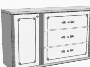 white credenza cabinet 3D Model