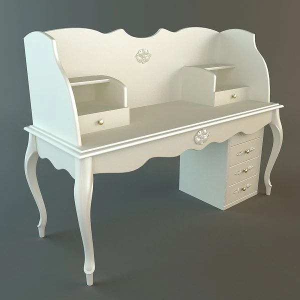white ladies writing desk 3D Model .c4d .max .obj .3ds .fbx .stl .blend