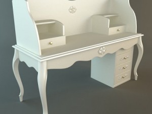 white ladies writing desk Modello 3D